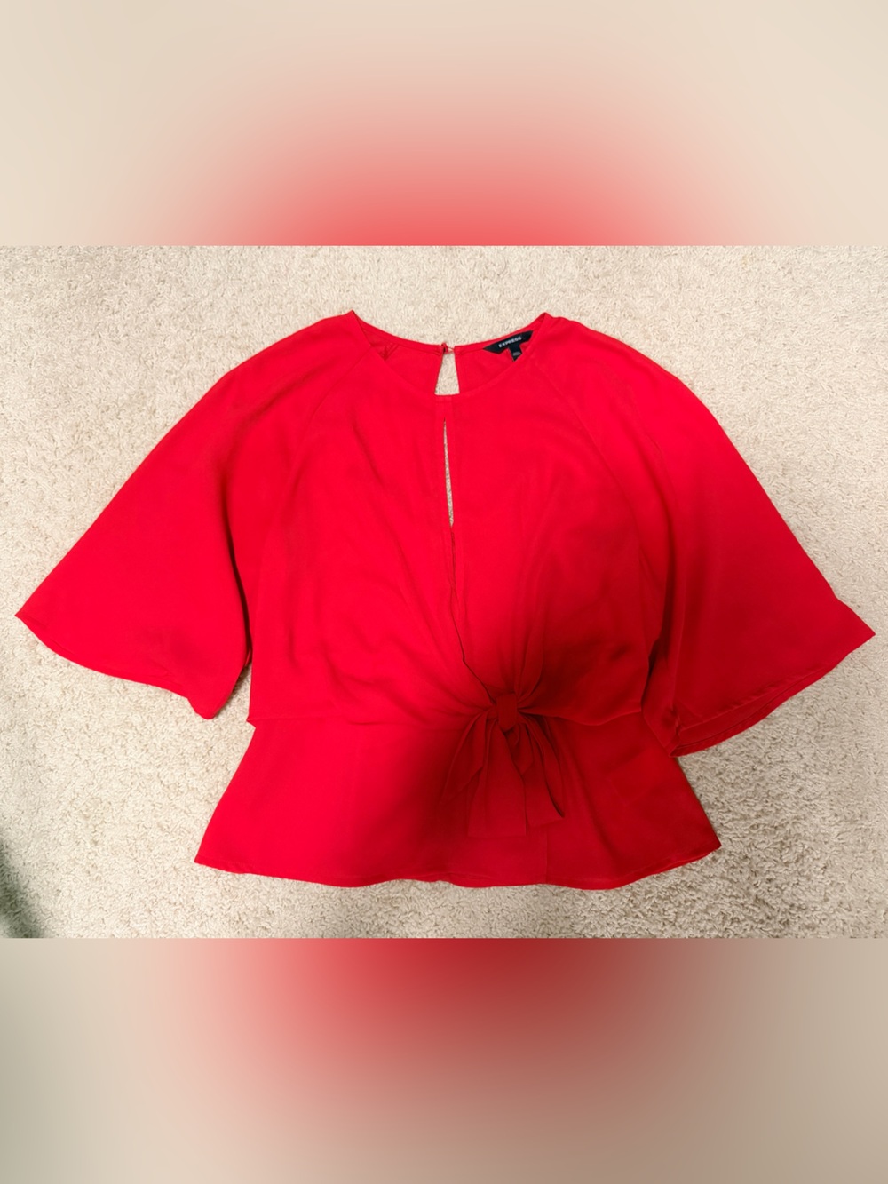 Express Bright Red Tie-Front Blouse